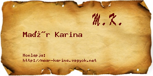 Maár Karina névjegykártya